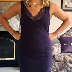 Sexy Plum Colored Form-Fitting Lacy-Back Dress